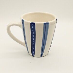 Pottery Barn Tiburon Blue Ivory Ceramic Mug